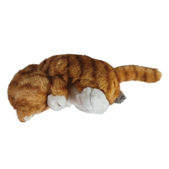 Russ Berrie Tabby Cat Plush Orange 8" Playful Sleeping Cuddling Stuffed Vintage - Picture 3 of 8